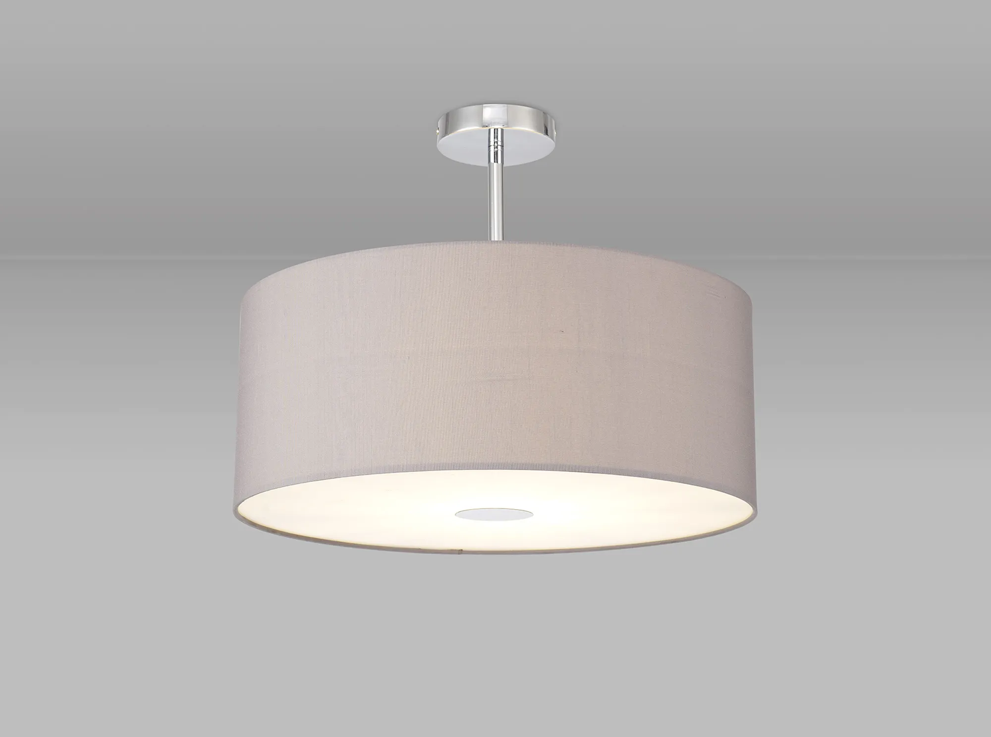 Baymont 50cm Semi Flush 1 Light Polished Chrome, Grey, Frosted Diffuser DK0110  Deco Baymont CH GR